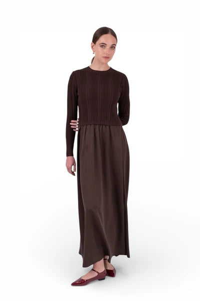 NUE-NUA7000 BROWN MALIA KNIT TOP DRESS