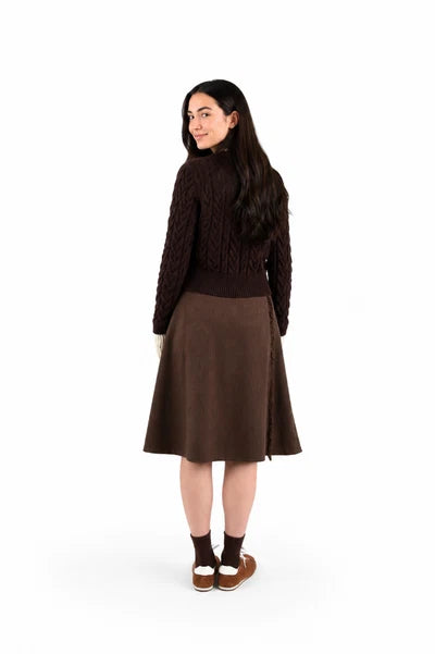NUE-NUA7082 27" BROWN NOCTURNE PLEATED SKIRT