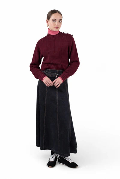 NUE-NUA7100 BURGANDY LUMELLE TOP