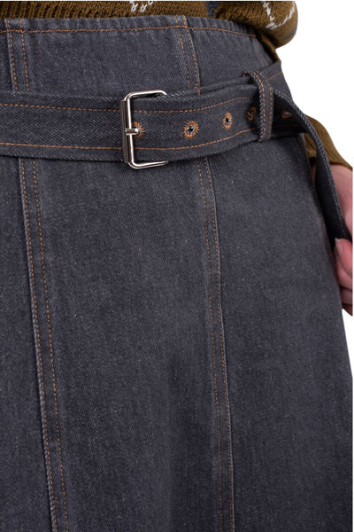 NUE-NUA7106 GREY AURELLE BELT SKIRT