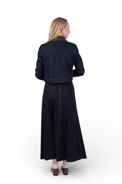 NUE-NUA7106 NAVY DENIM AURELLE BELT SKIRT