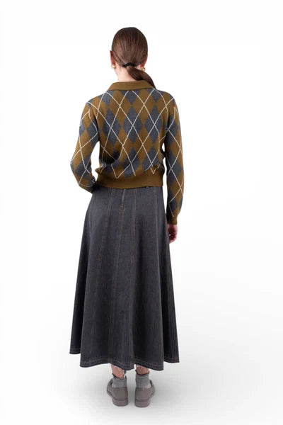 NUE-NUA7106 GREY AURELLE BELT SKIRT