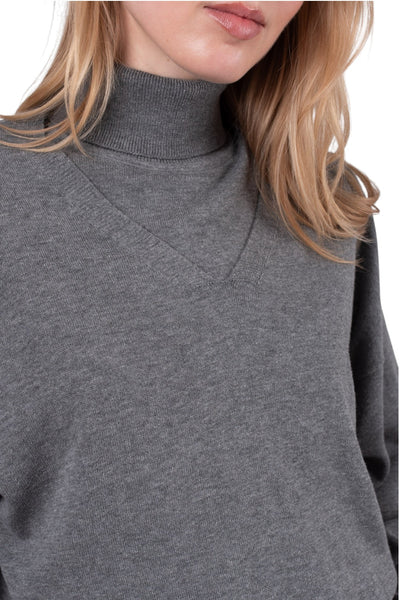 NUE-NUA7109 MID GREY BELLE HIGH NECK TOP