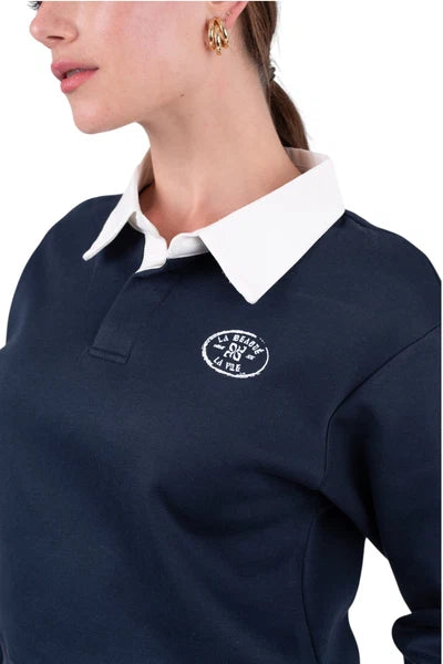 NUE-NUA7130 NAVY SERA COLLAR TOP