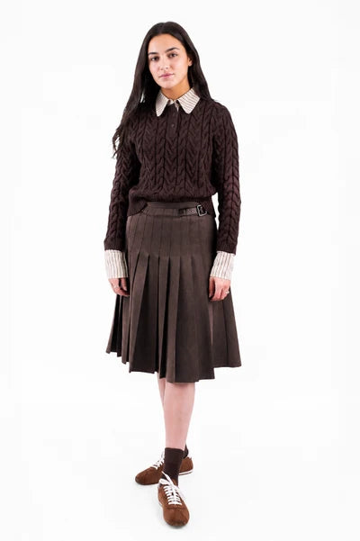 NUE-NUA7127 BROWN SOLARA SHIRT&KNIT TOP