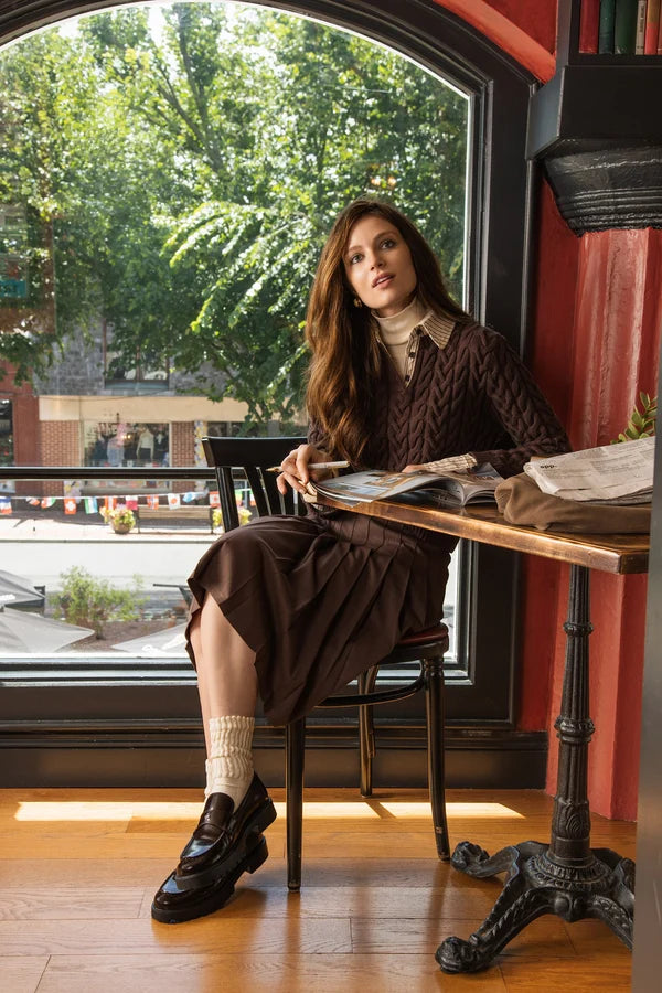 NUE-NUA7127 BROWN SOLARA SHIRT&KNIT TOP