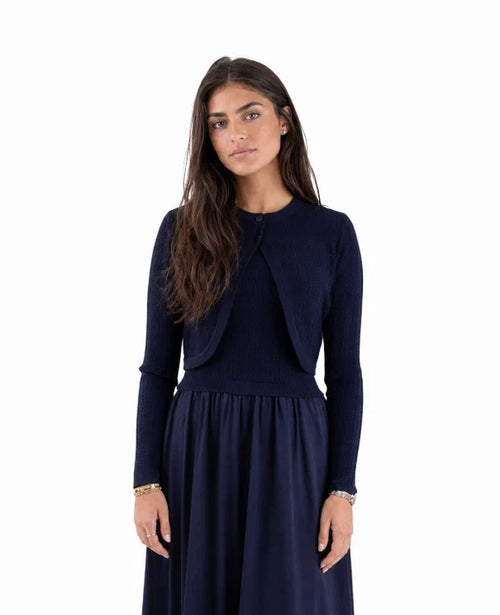 NUE-NUA7142 NAVY AMALIA KNIT BOLERO