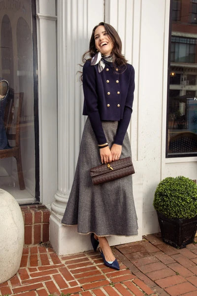 MUN-MNA7049 NAVY ESTELLE SKIRT