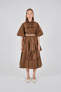 COTE -SK150 506 TAFFETA BROWN SKIRT