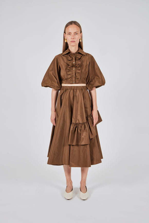 COTE -SK150 506 TAFFETA BROWN SKIRT