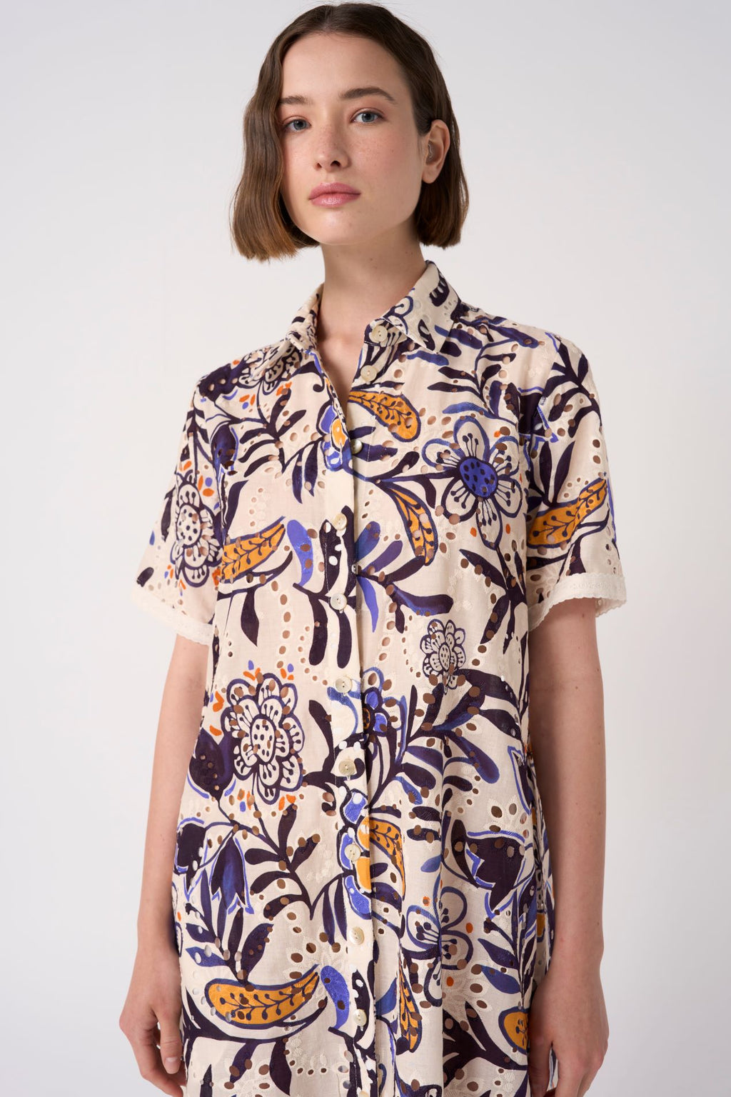 EVG-VALERIE LACE PRINT SHIRT DRESS