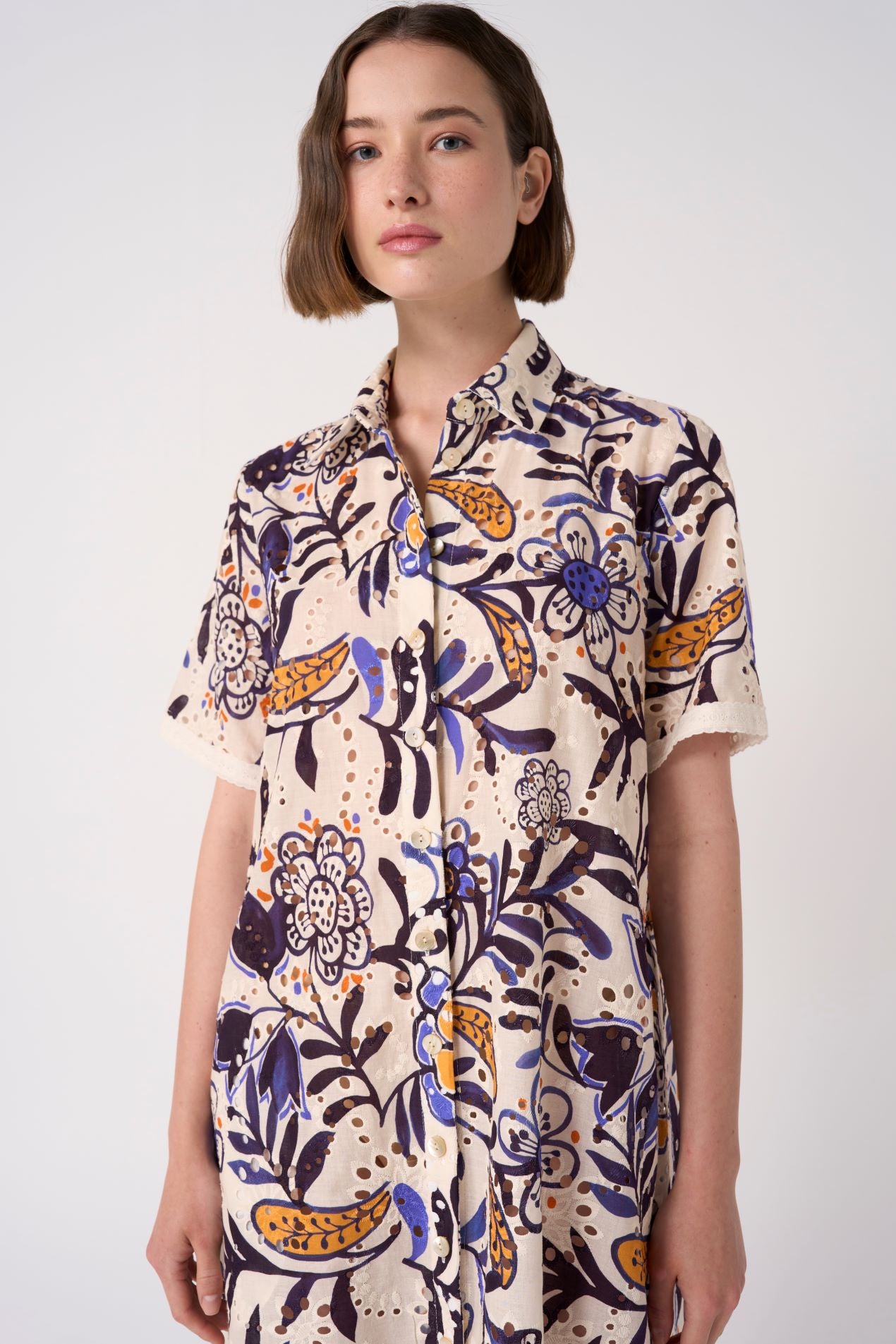 EVG-VALERIE LACE PRINT SHIRT DRESS