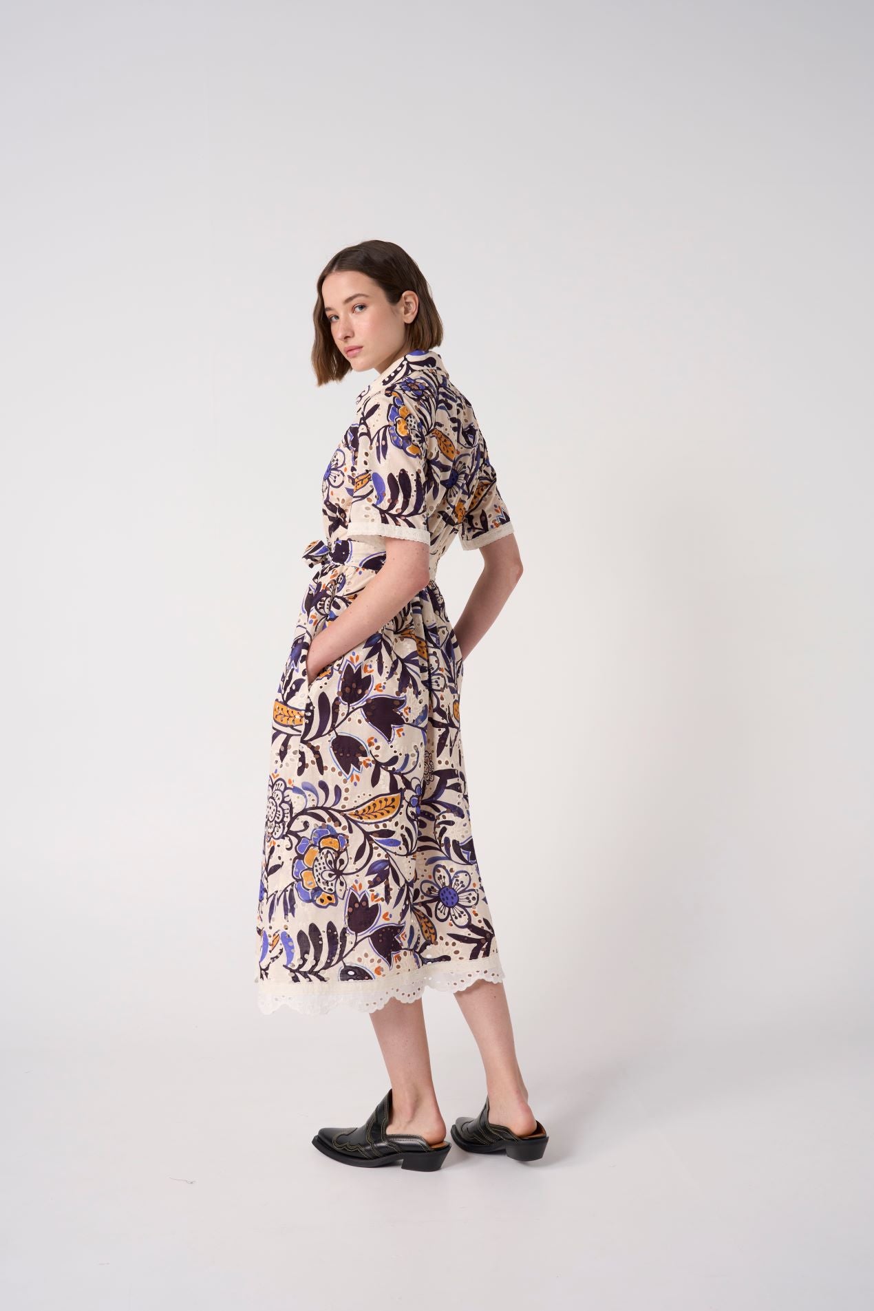 EVG-VALERIE LACE PRINT SHIRT DRESS