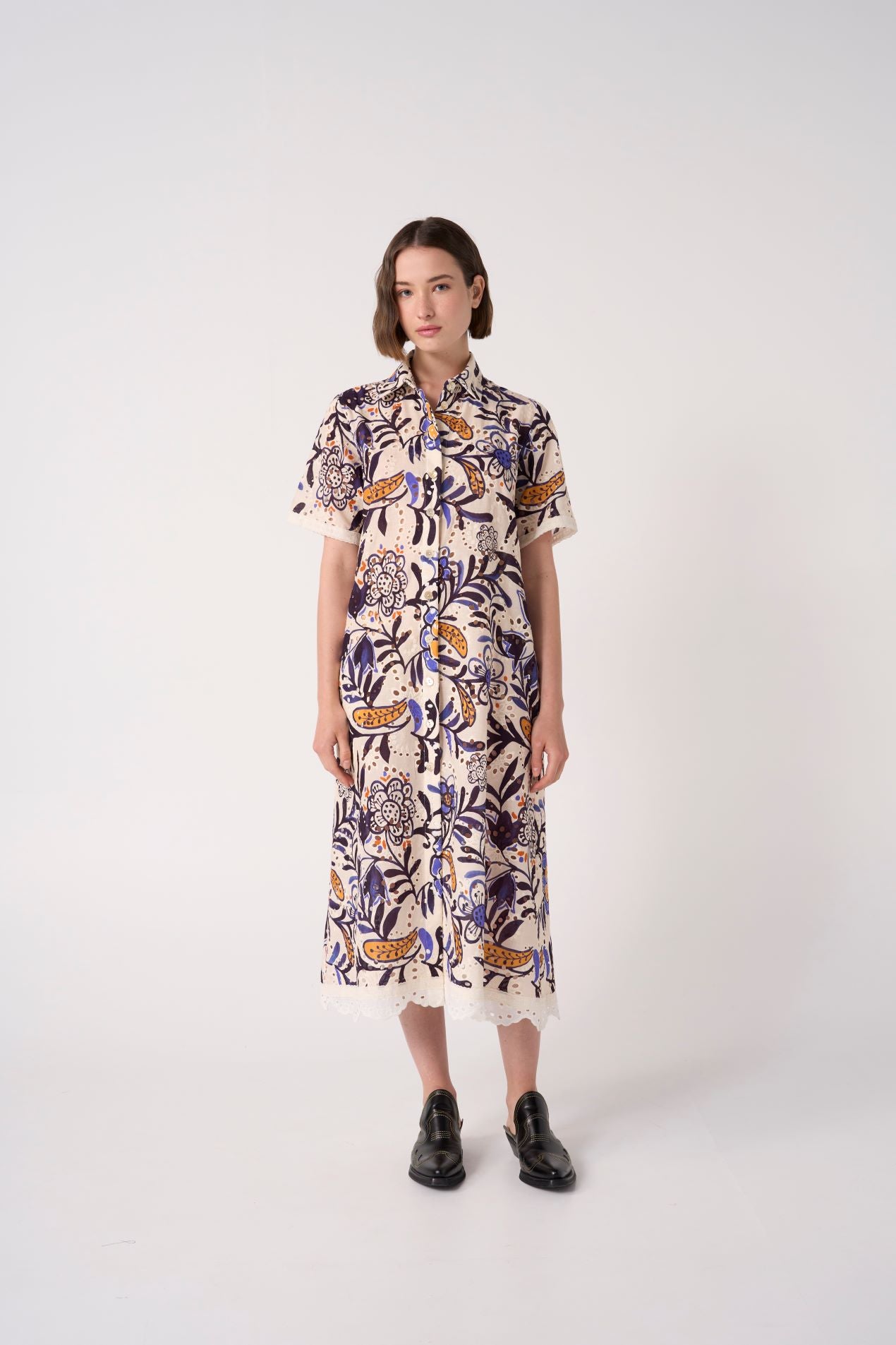 EVG-VALERIE LACE PRINT SHIRT DRESS
