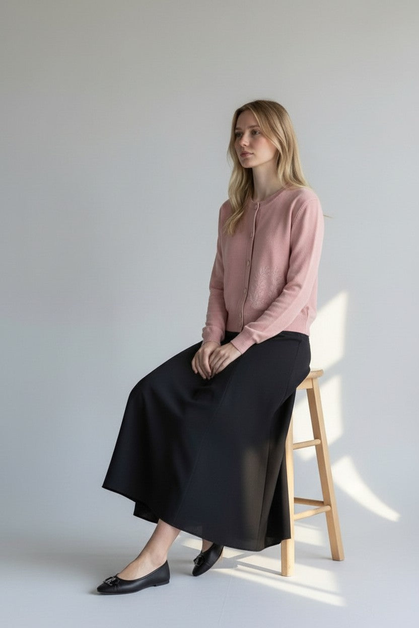 ALZ-T034 BLUSH EMBROIDERED CARDIGAN