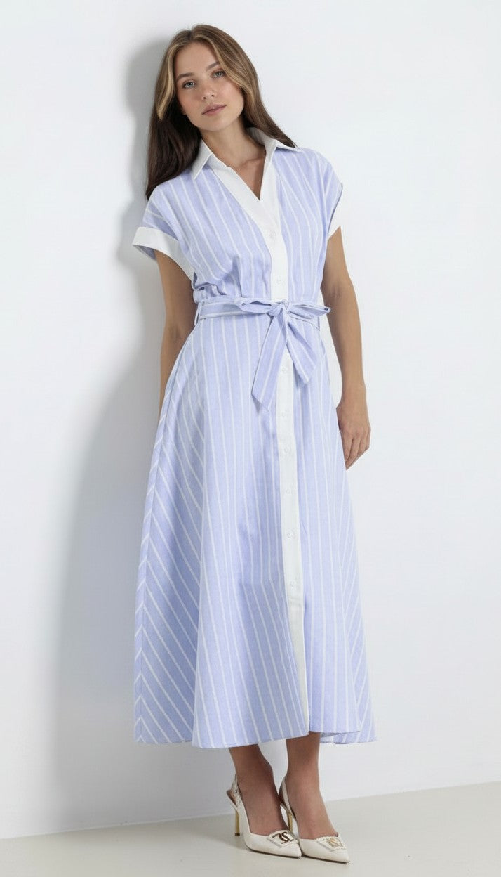 ELW-60480JR BLUE STRIPED DRESS