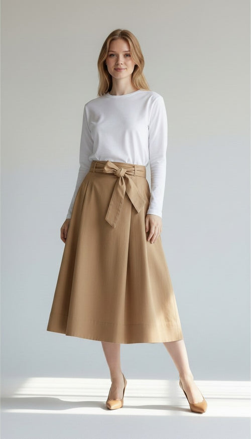 IBL-21710101 IBLZUPPA CAMEL TIE SKIRT