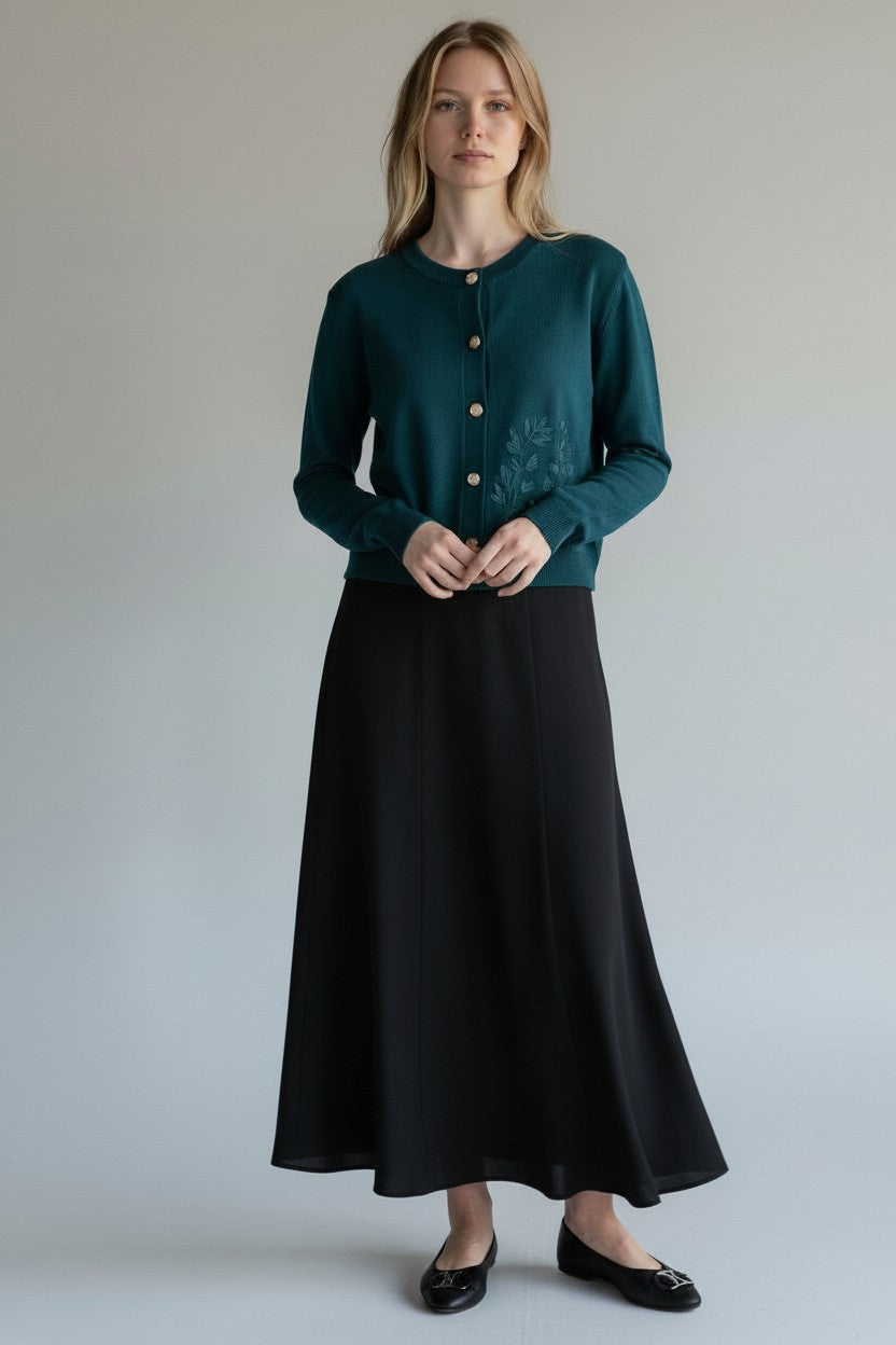 ALZ-T034 BABY BLUE EMBROIDERED CARDIGAN