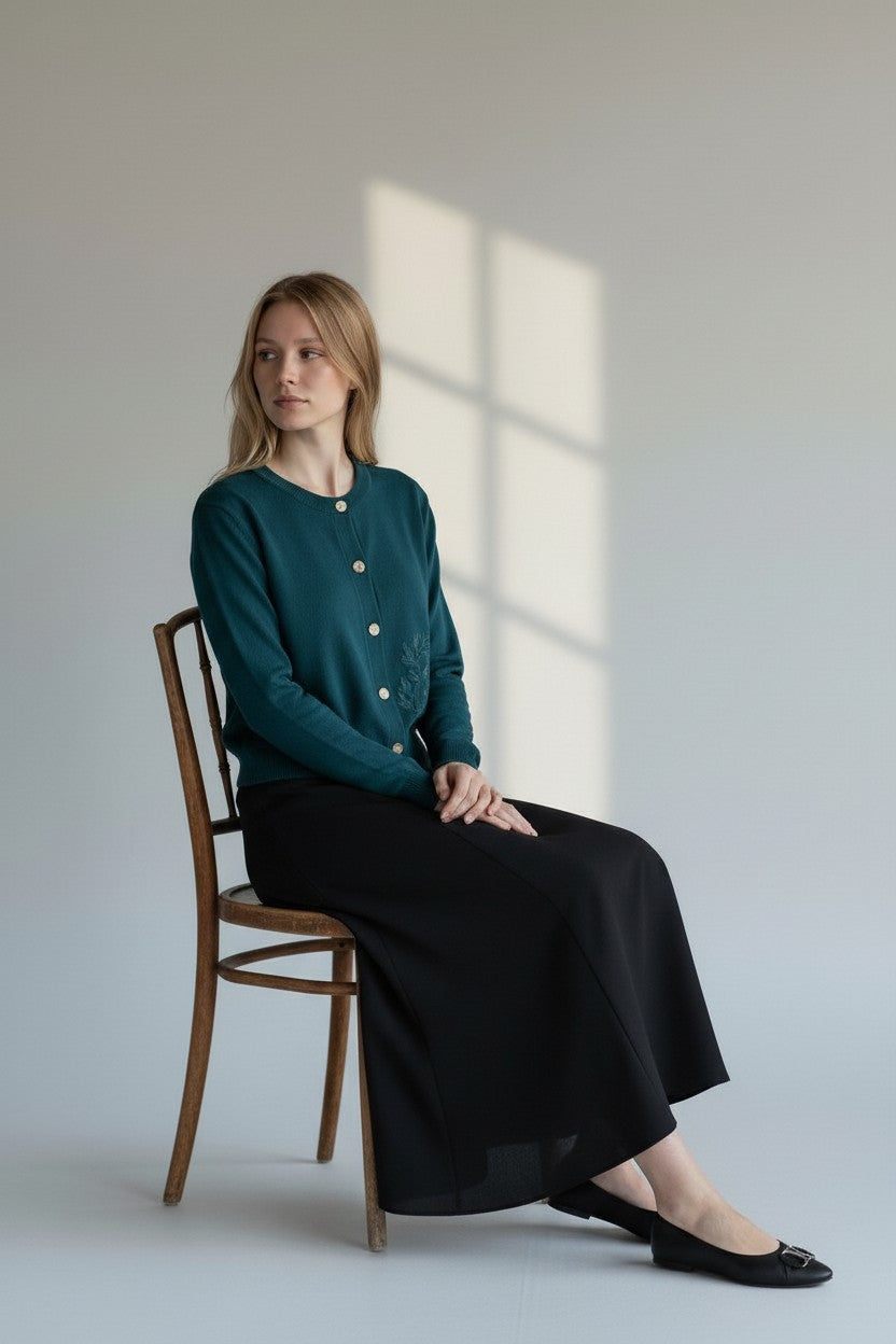 ALZ-T034 BABY BLUE EMBROIDERED CARDIGAN