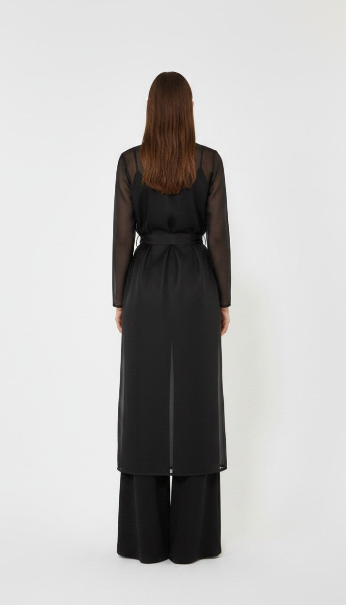 MAX-26161210 MSEVODKA BLACK ORGANZA OVERCOAT