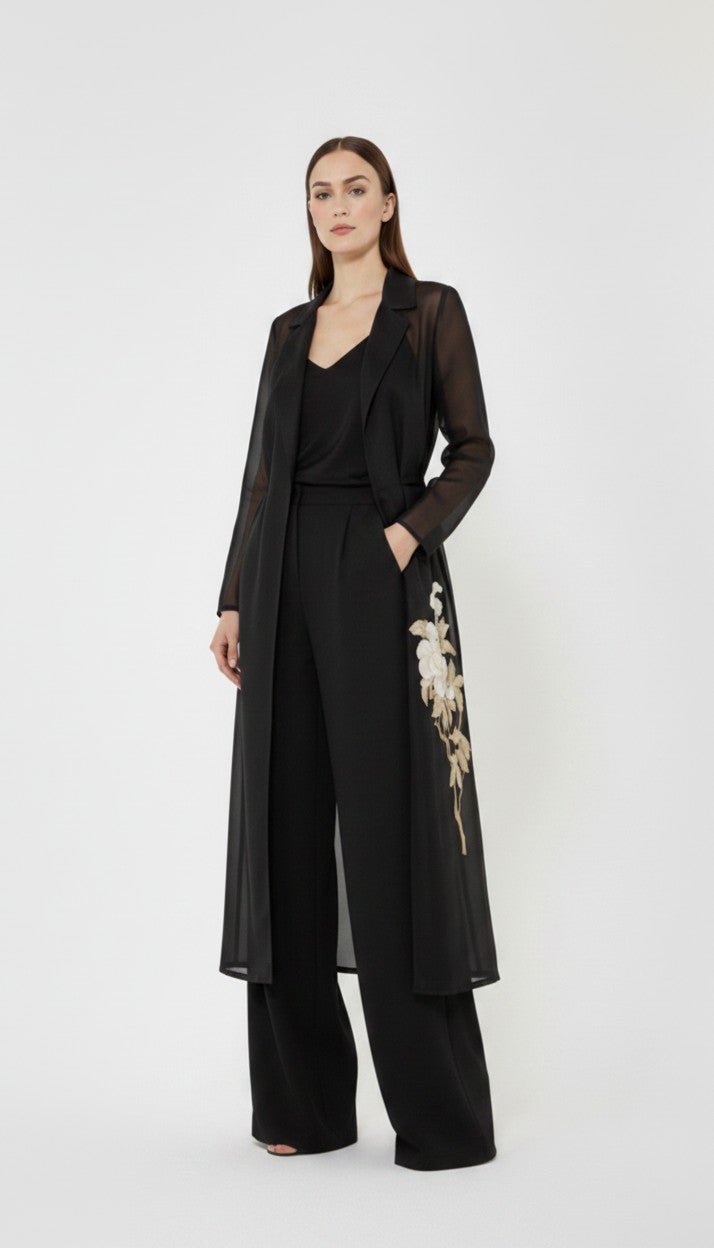 MAX-26161210 MSEVODKA BLACK ORGANZA OVERCOAT