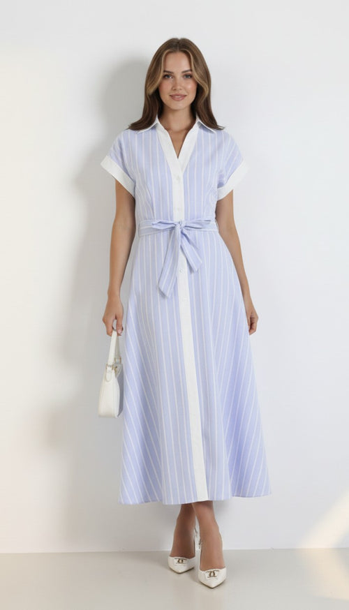 ELW-60480JR BLUE STRIPED DRESS