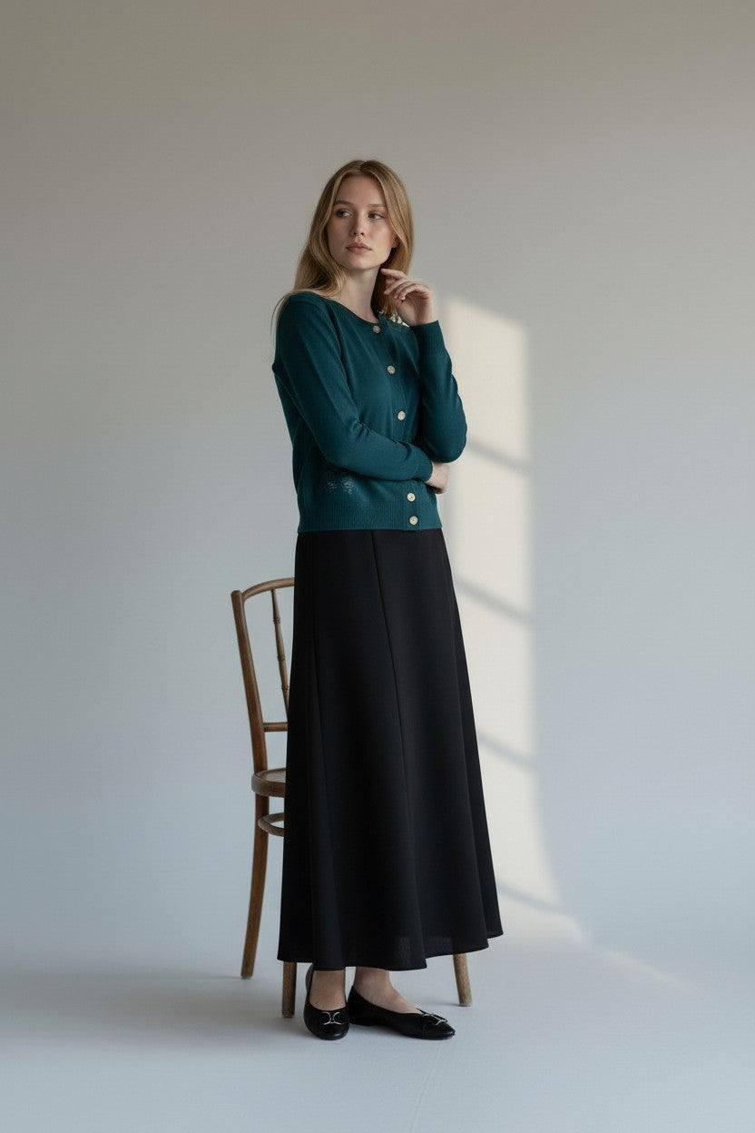 ALZ-T034 BABY BLUE EMBROIDERED CARDIGAN