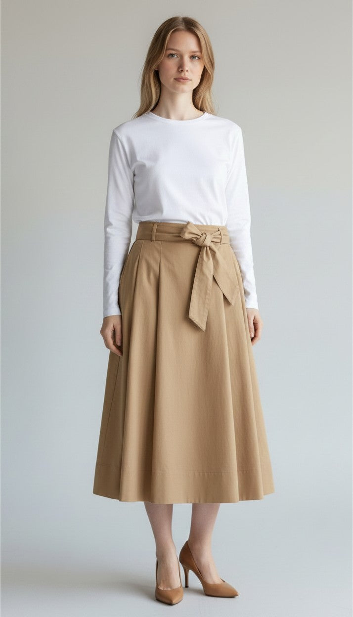 IBL-21710101 IBLZUPPA CAMEL TIE SKIRT