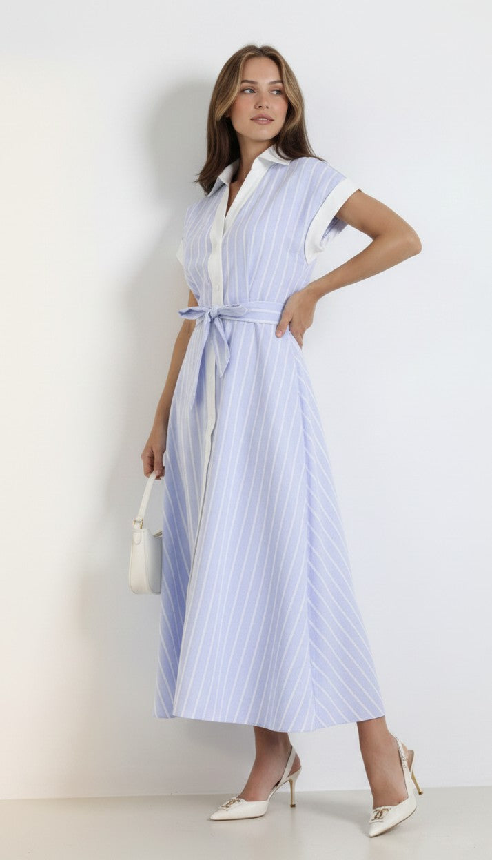 ELW-60480JR BLUE STRIPED DRESS