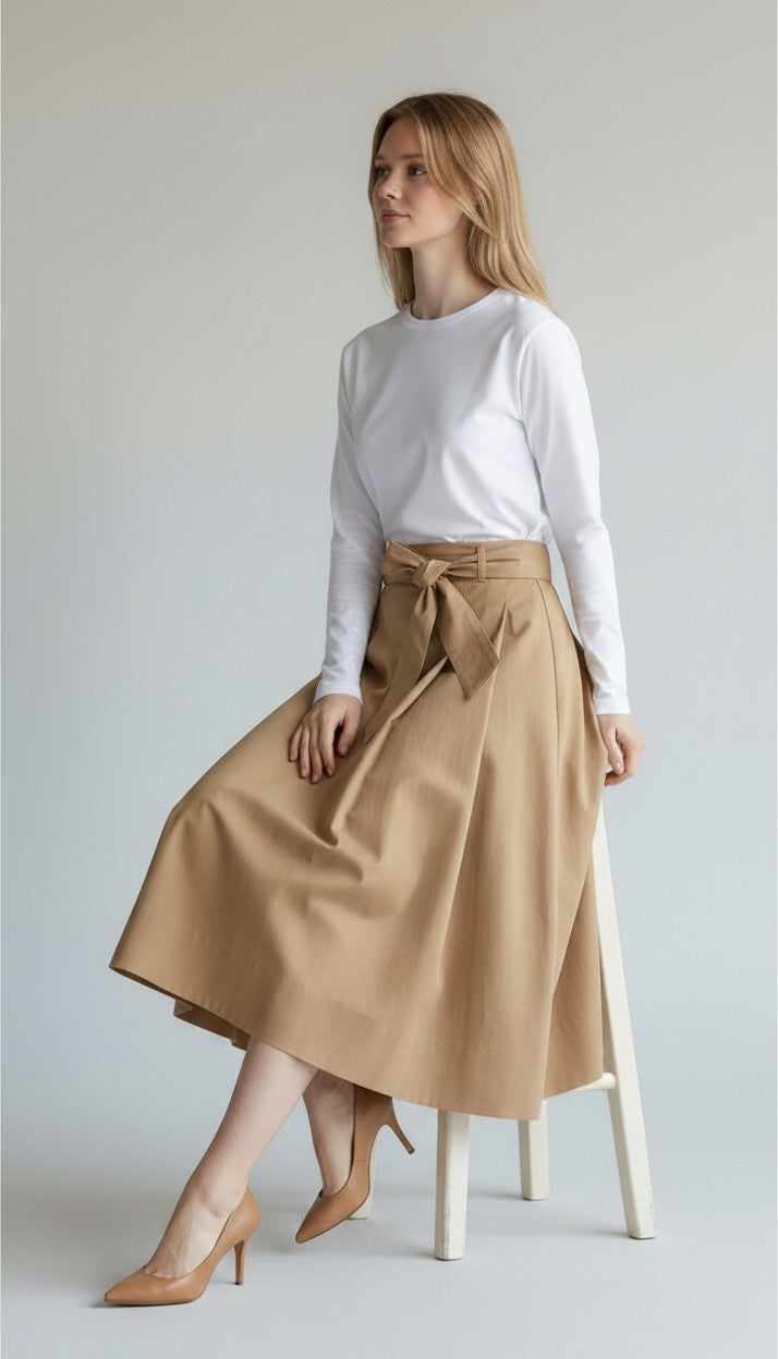 IBL-21710101 IBLZUPPA CAMEL TIE SKIRT
