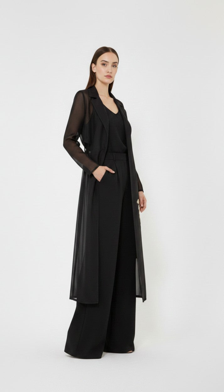 MAX-26161210 MSEVODKA BLACK ORGANZA OVERCOAT