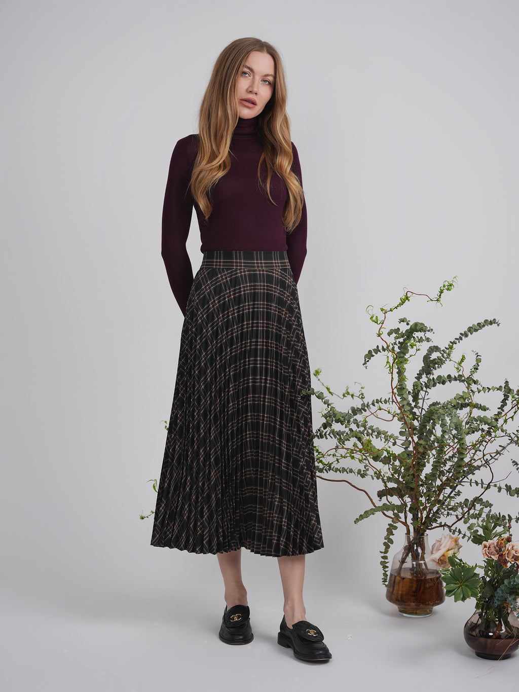 DEJ-WB3CM8583SM BLACK&WINE SKIRT