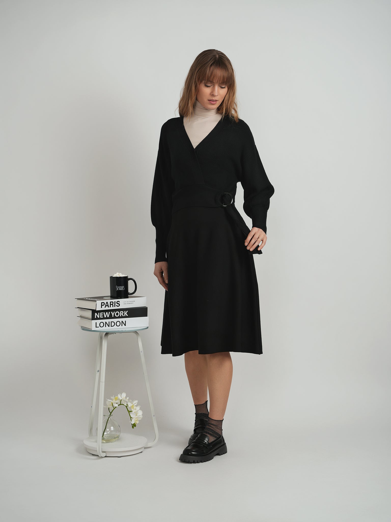 DEJ-WB4CM1093TE DARK OLIVE WRAP BUCKLE TOP