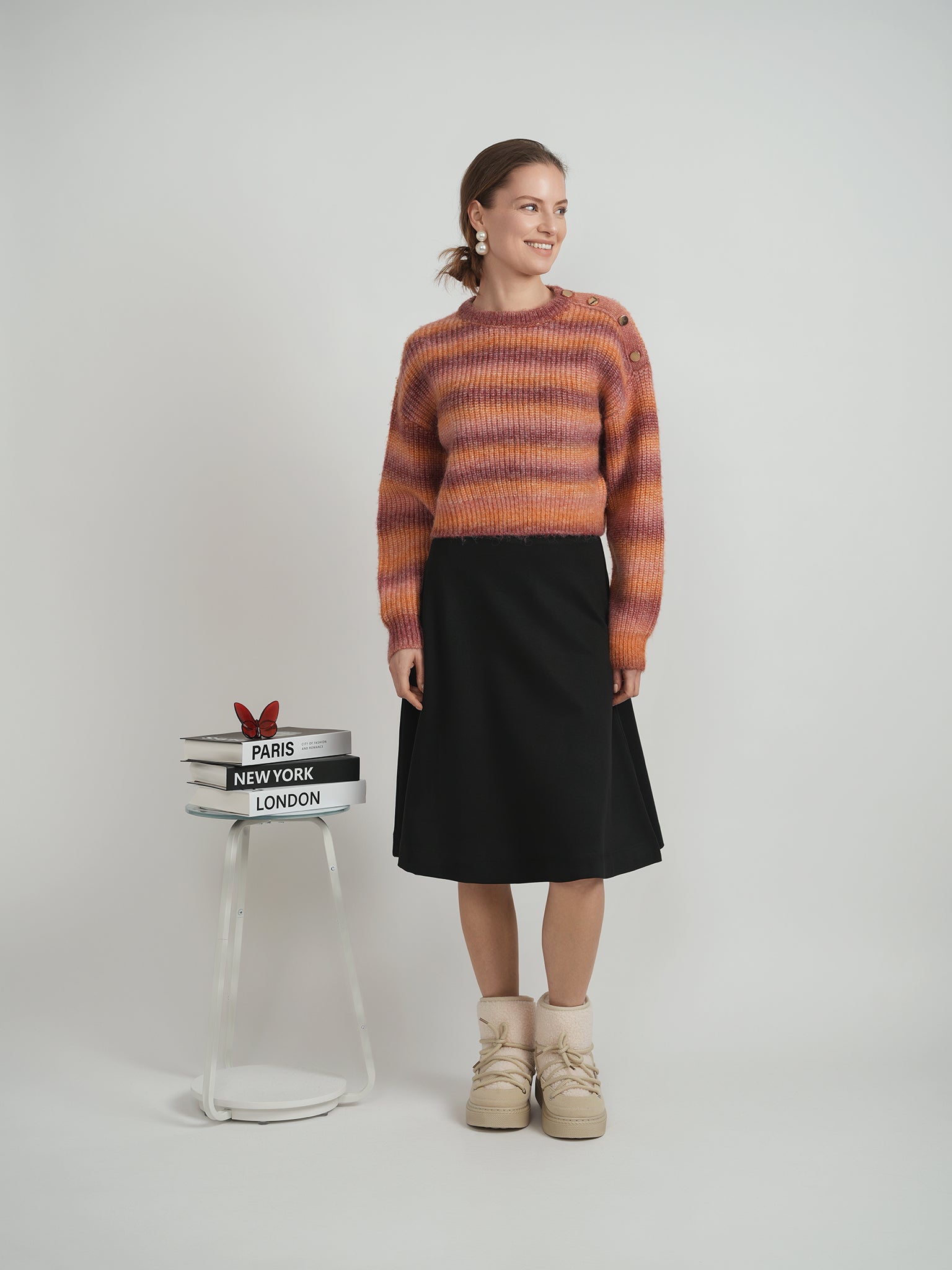 DEJ-WB5CM1644TE WINE STRIPED WOOL TOP