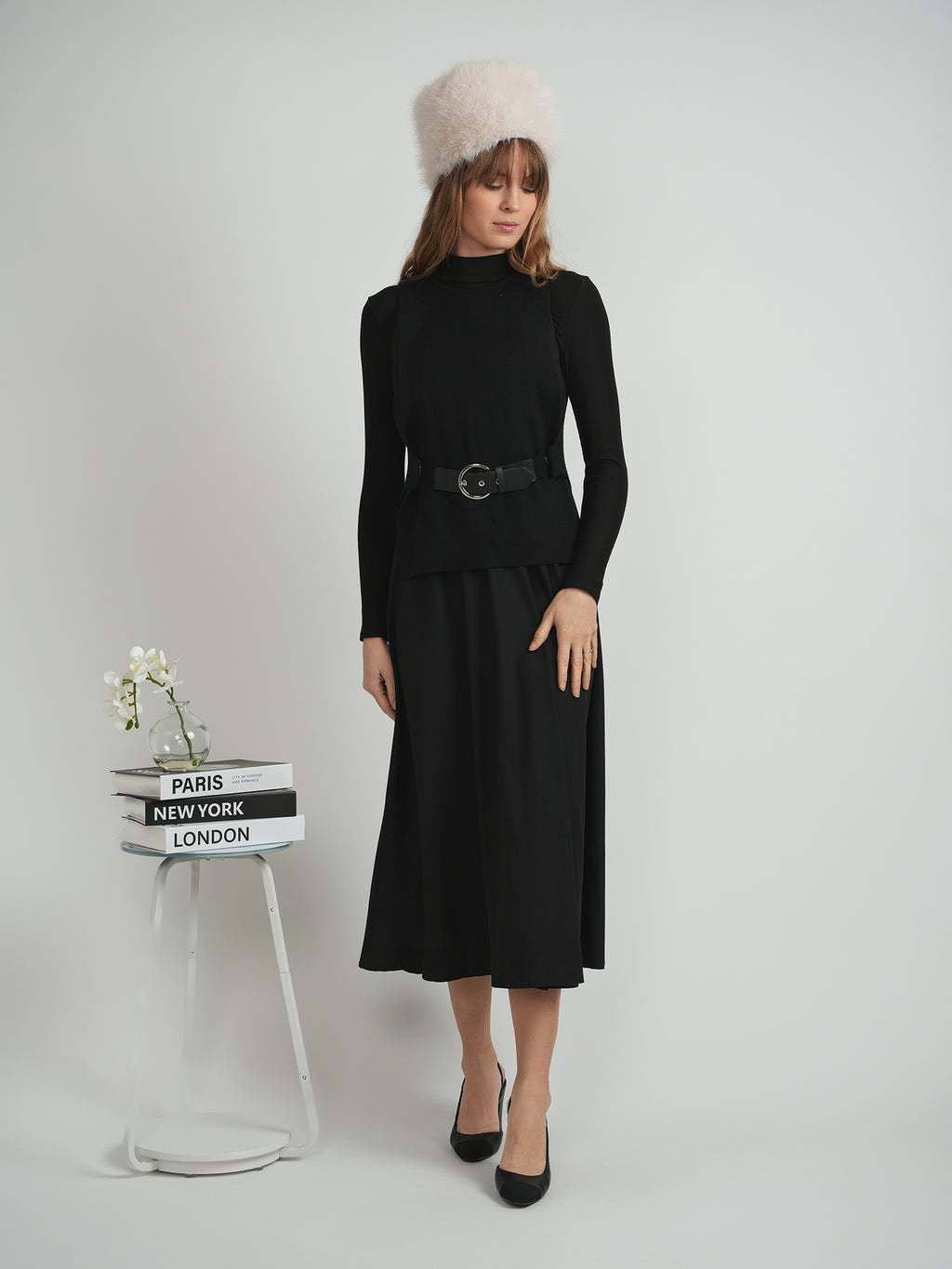 DEJ-WB5CM1660CM BLACK BUCKLE DRESS