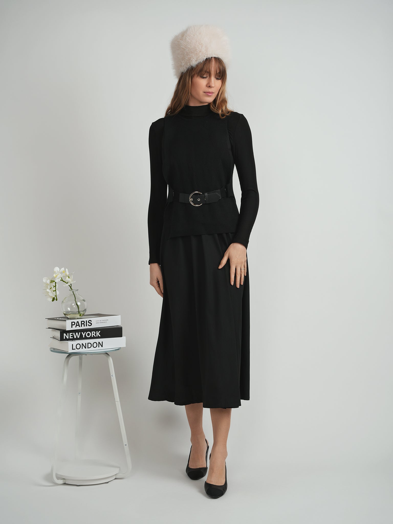 DEJ-WB5CM1660CM BLACK BUCKLE DRESS