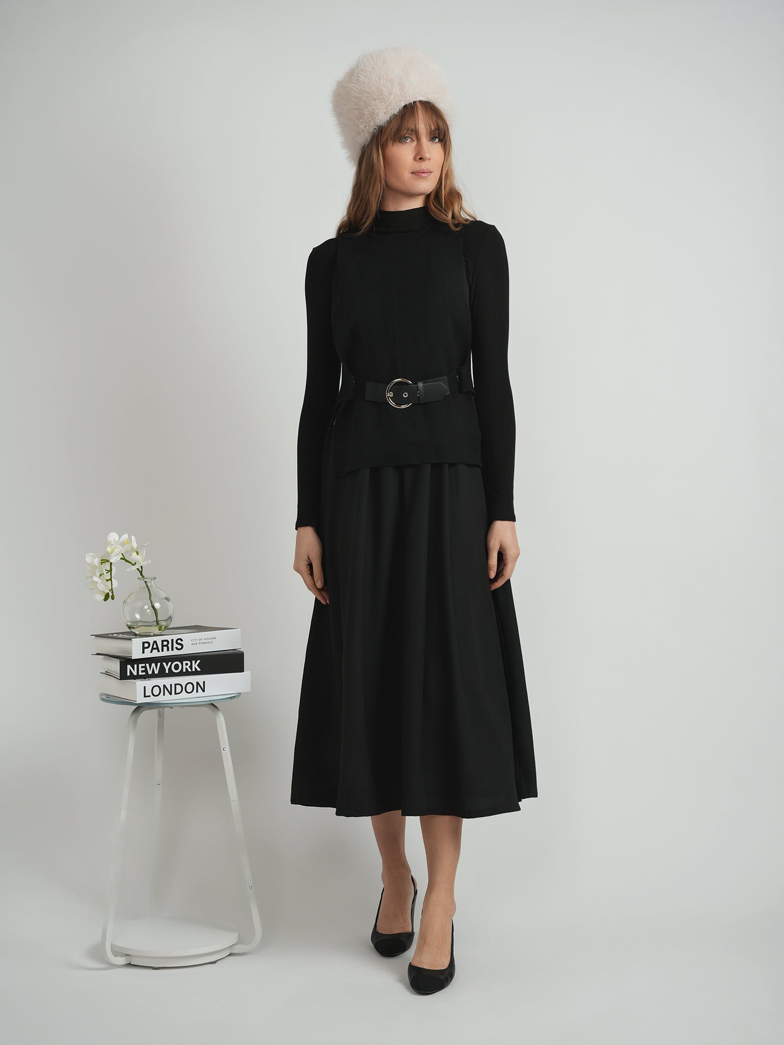 DEJ-WB5CM1660CM BLACK BUCKLE DRESS