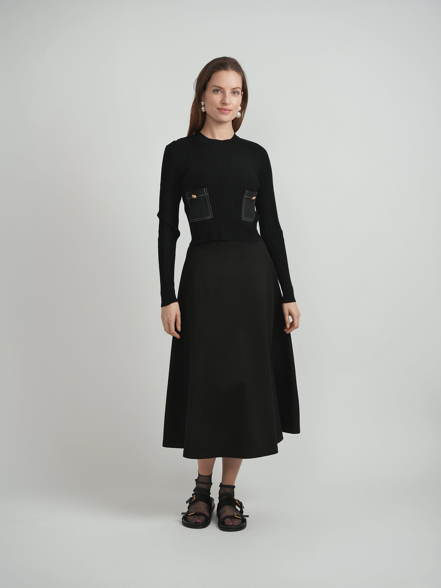 DEJ-WB5CM1731TE BLACK&DENIM POCKET TOP