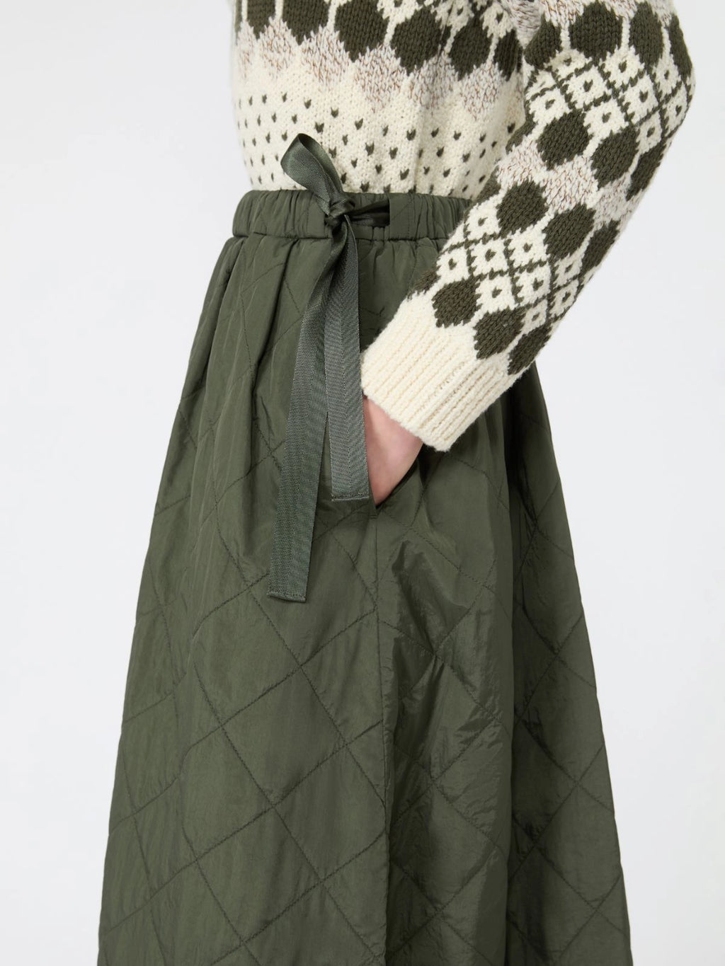 WKD-262510602 WKDBRIOSE KHAKI QUILTED SKIRT