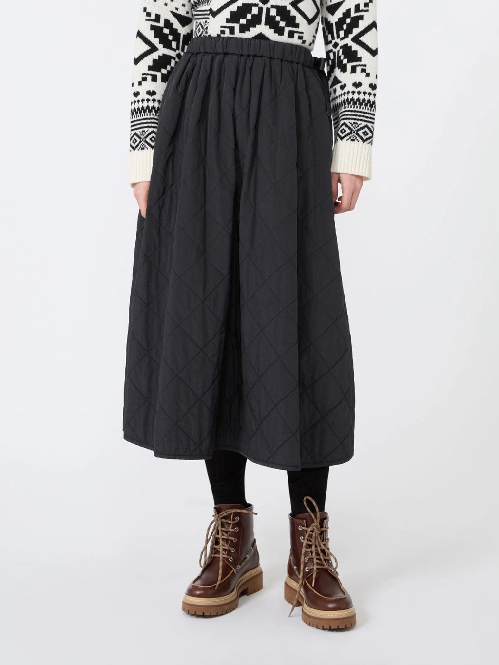 WKD-262510602 WKDBRIOSE BLACK QUILTED SKIRT