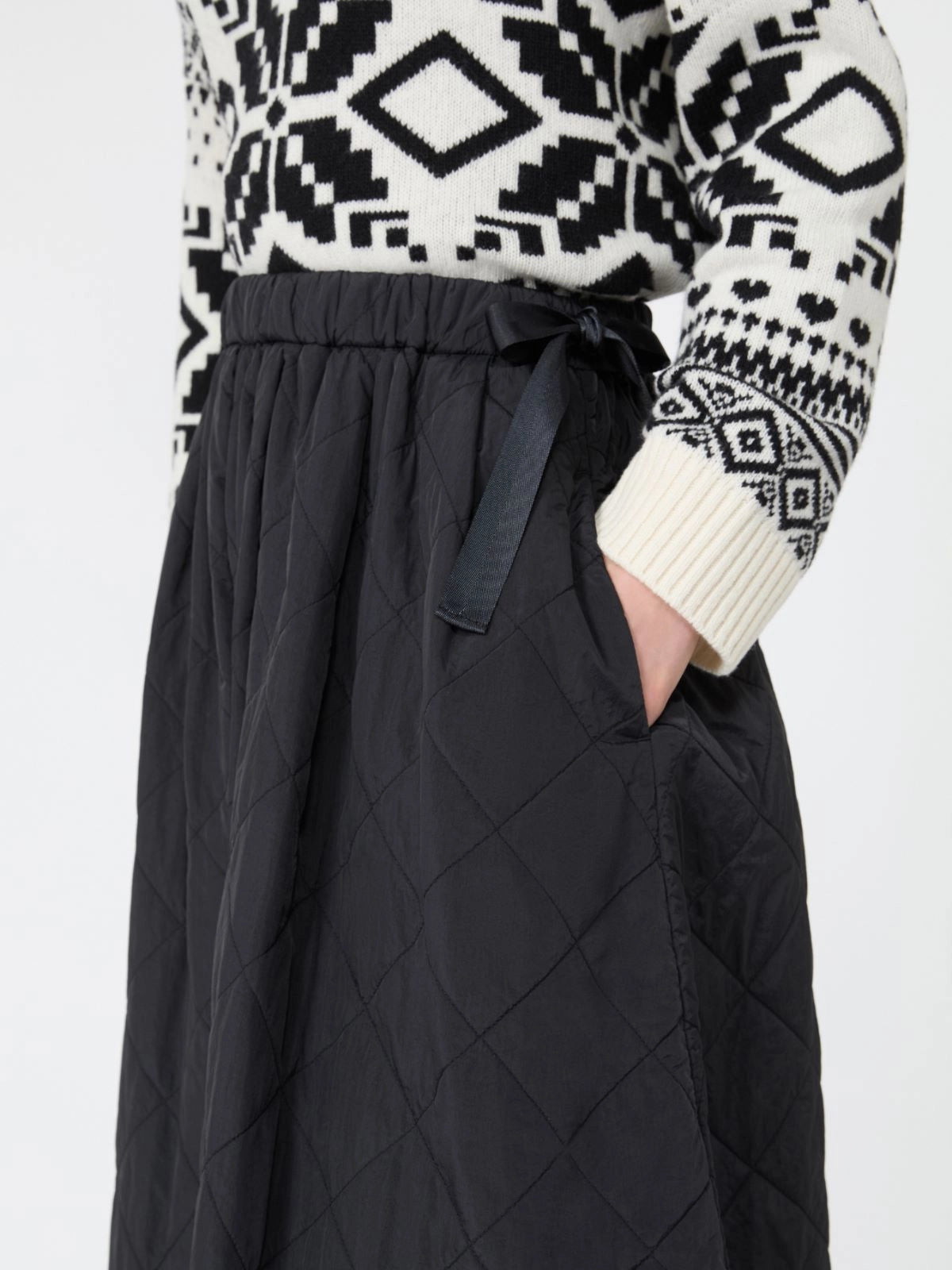 WKD-262510602 WKDBRIOSE BLACK QUILTED SKIRT
