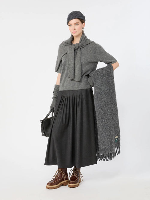 WKD-2251003 WKDOVEST BLACK WOOL SKIRT