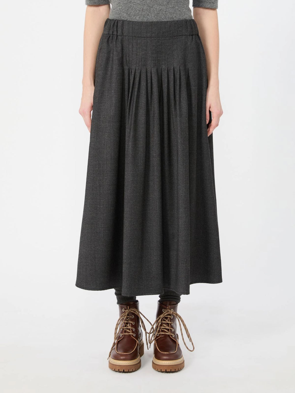 WKD-2251003 WKDOVEST BLACK WOOL SKIRT