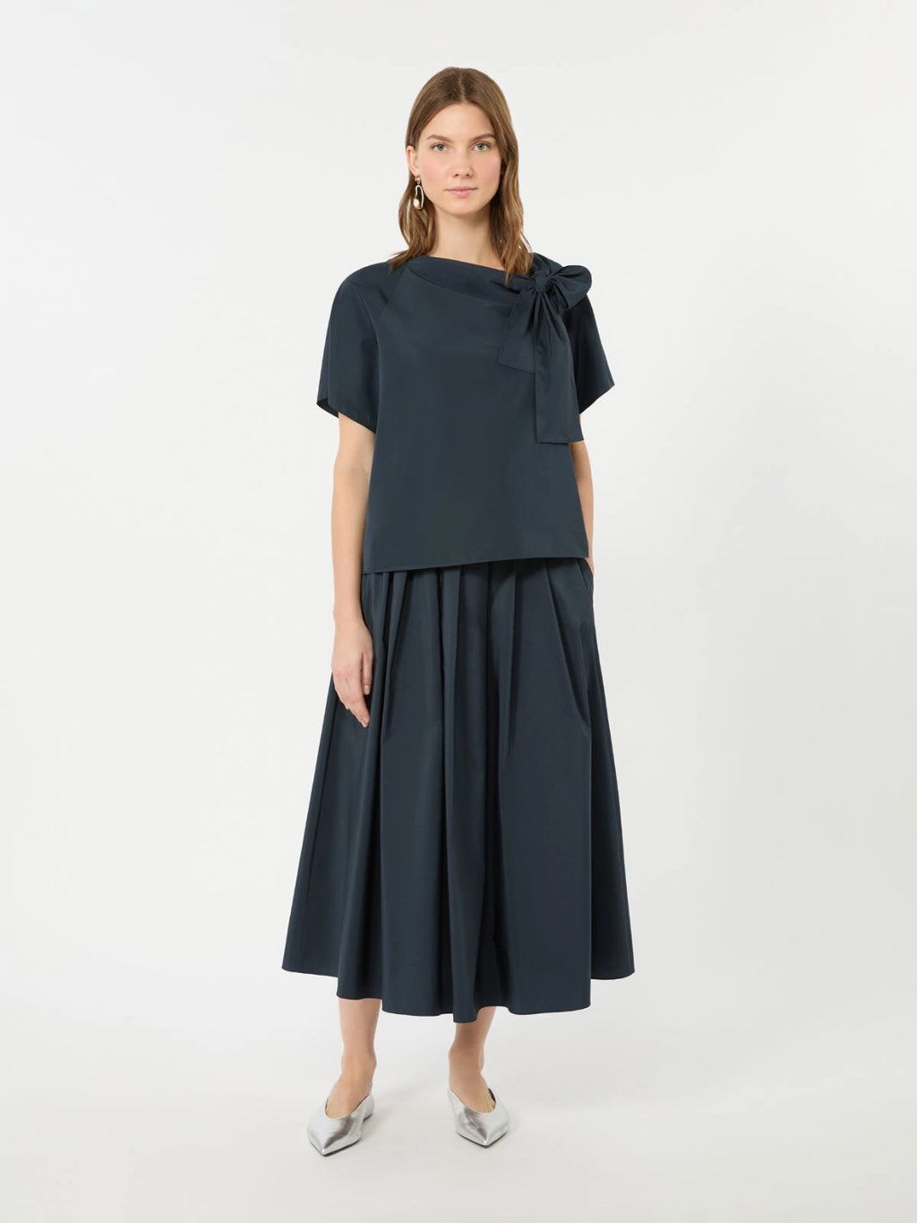 WKD-6510604 WKDALPACA NAVY TAFFETA SKIRT