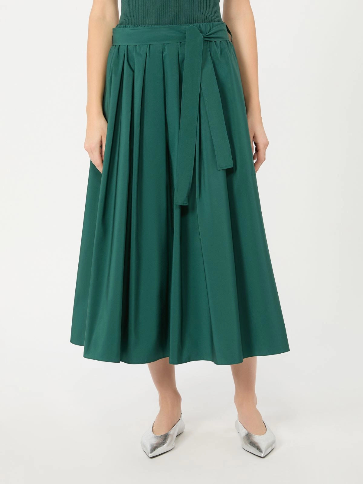 WKD-6510604 WKDALPACA DARK GREEN TAFFETA SKIRT