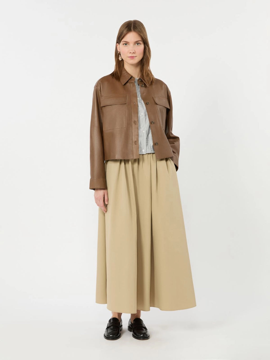 WKD-6510605 WKDAGUZZE BEIGE GABARDINE SKIRT