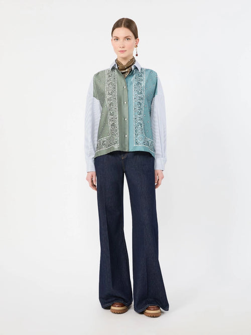 WKD-651160 WKDAIRONE BLUE TWILL BLOUSE