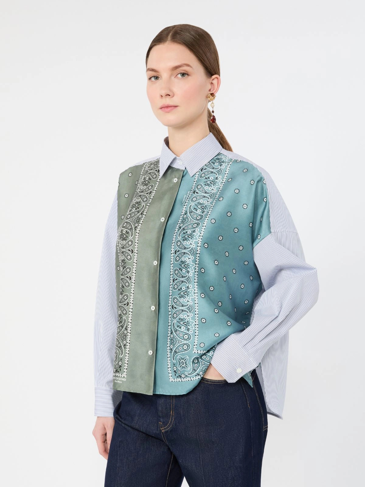 WKD-651160 WKDAIRONE BLUE TWILL BLOUSE
