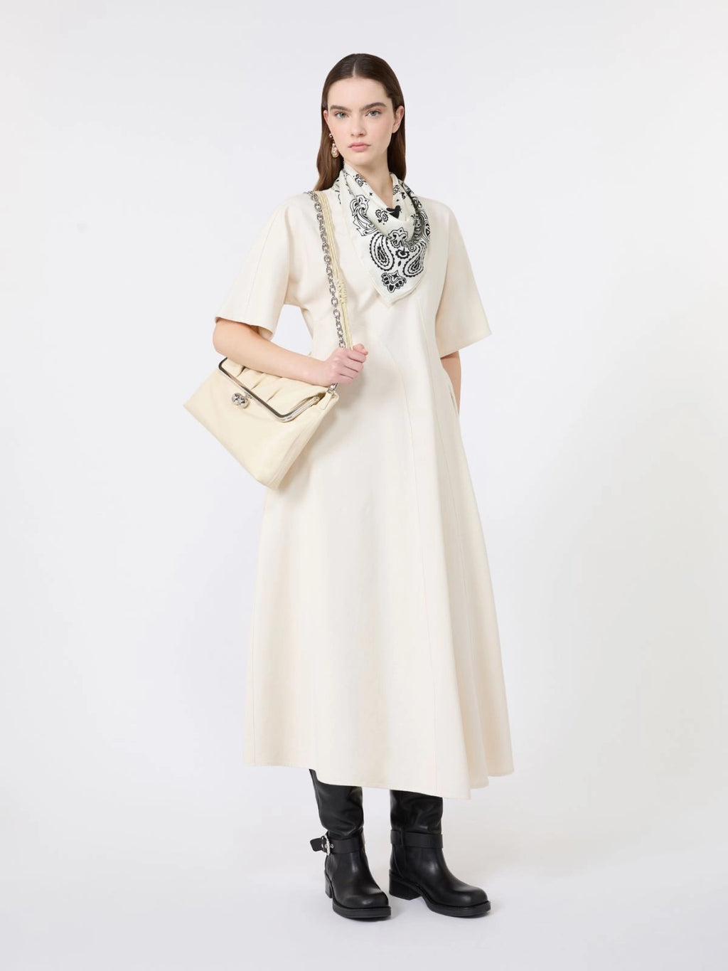 WKD-262522601 WKDCALADIO ECRU BELT DRESS