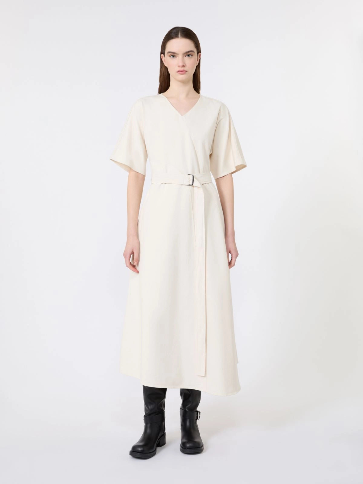 WKD-262522601 WKDCALADIO ECRU BELT DRESS